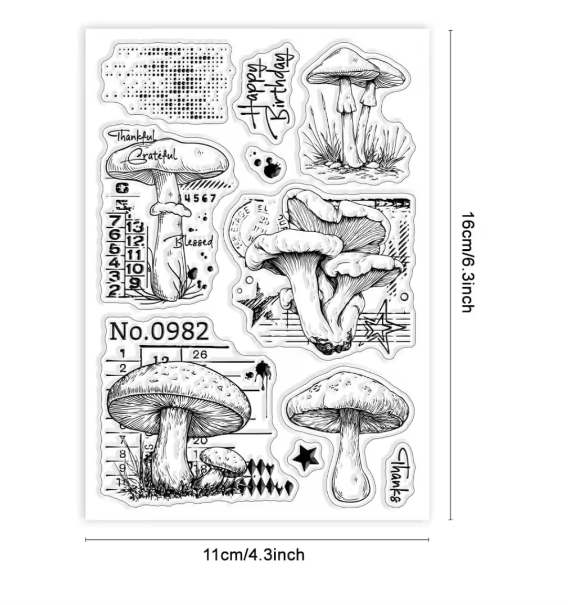 Sellos de Silicon Hongos & texto