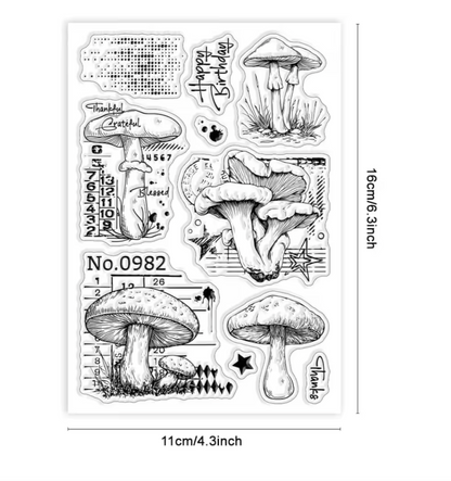 Sellos de Silicon Hongos & texto