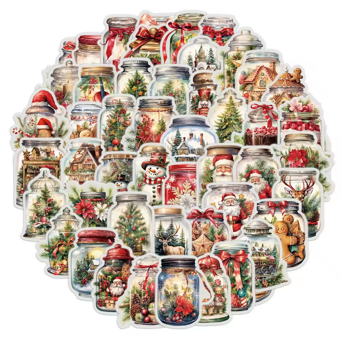 50 Stickers Navidad & Frascos