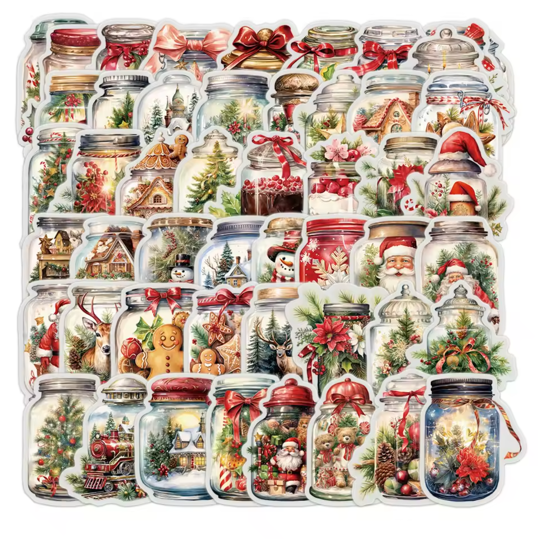 50 Stickers Navidad & Frascos