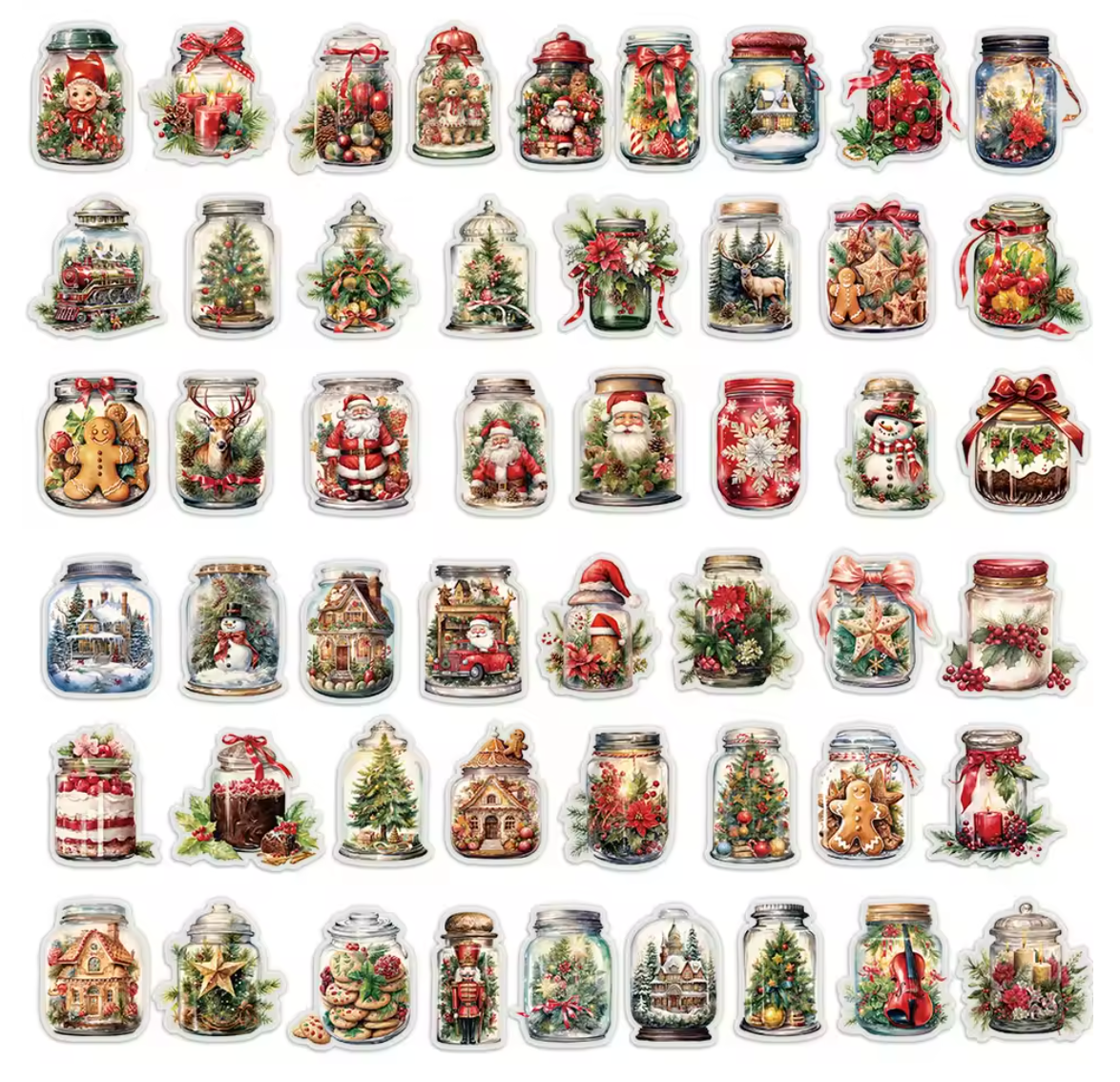 50 Stickers Navidad & Frascos