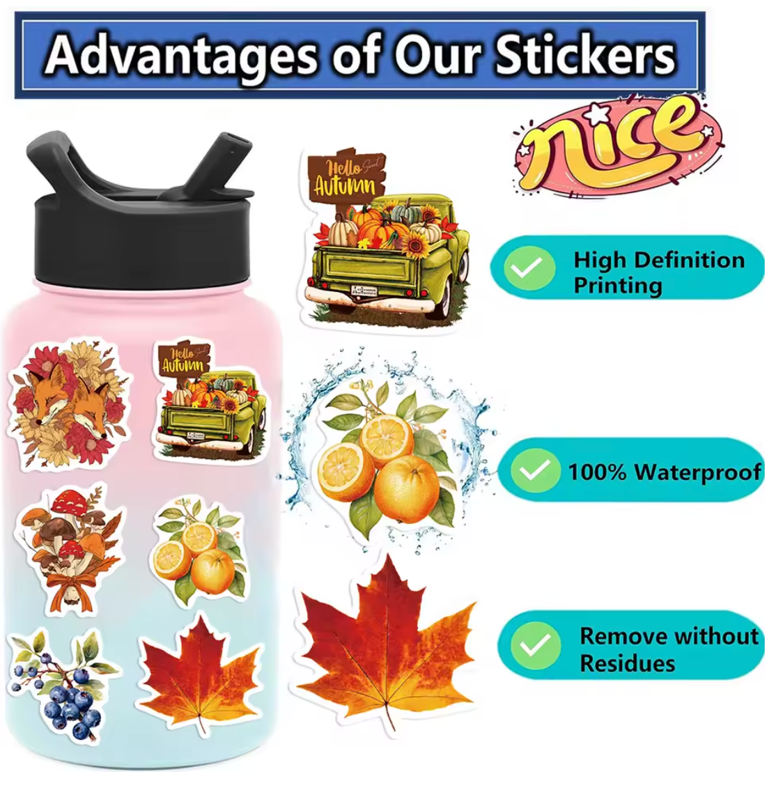 200 Stickers Vinil Otoño