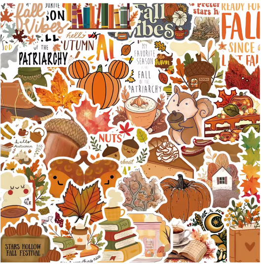 50 Stickers Vinil Otoño Libros