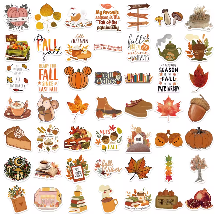 50 Stickers Vinil Otoño Libros