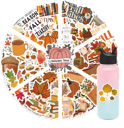 50 Stickers Vinil Otoño Libros