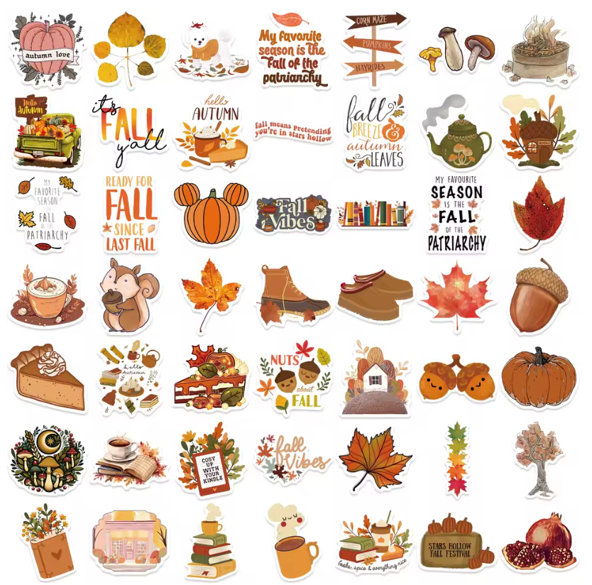 50 Stickers Vinil Otoño Libros