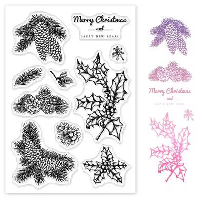 Sellos de Silicon Ramas navideñas