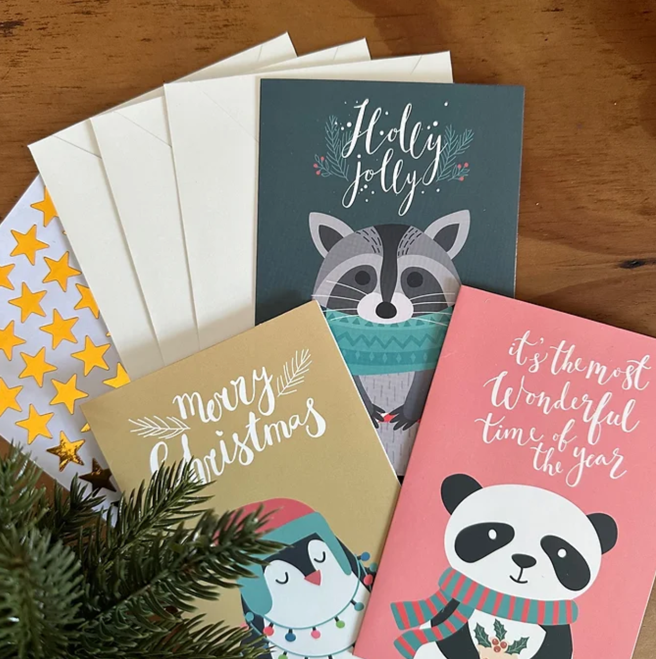 Set de 3 Cartas, 3 sobres y estrellas doradas