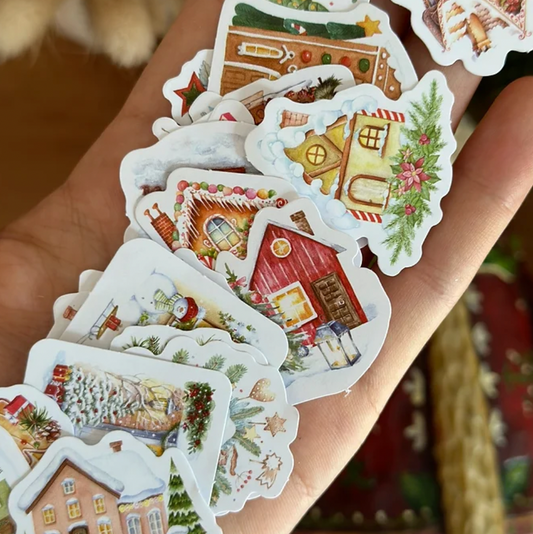 Cajita de Stickers Casitas Navideñas