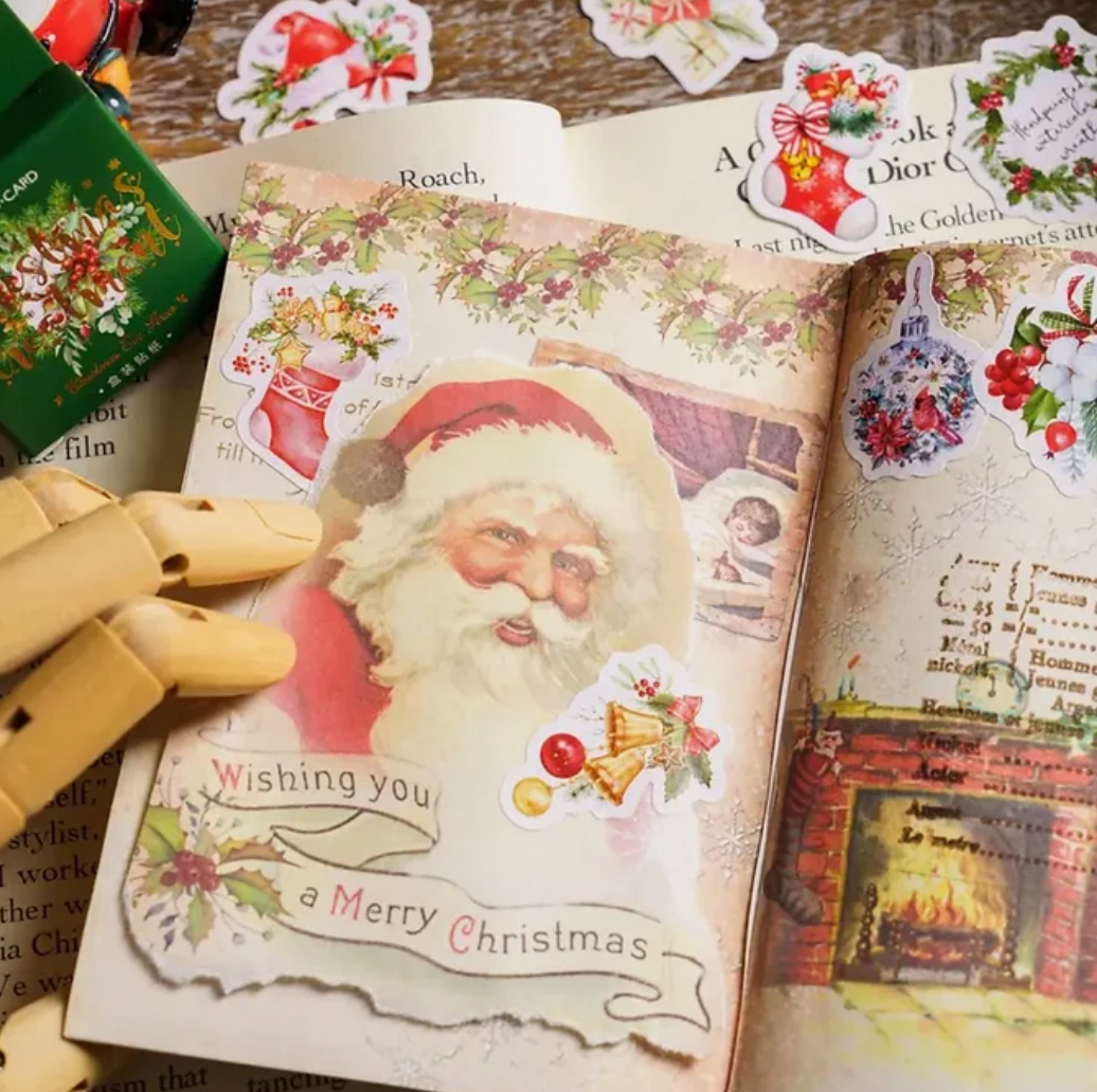 Cajita de Stickers Navideños Coronas y Plantas