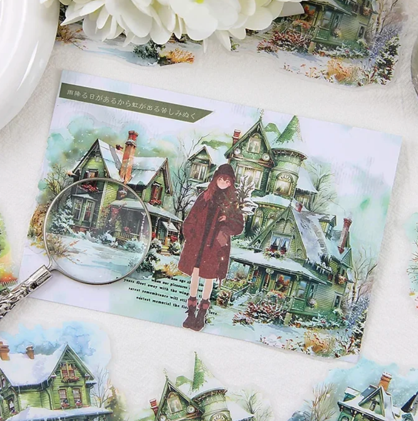 10 Stickers Grandes Casas en invierno & navideñas