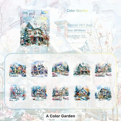 10 Stickers Grandes Casas en invierno & navideñas