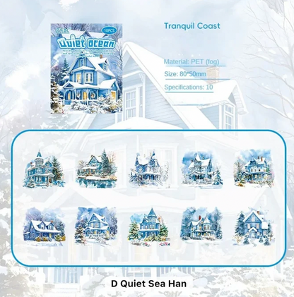 10 Stickers Grandes Casas en invierno & navideñas