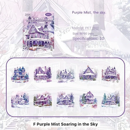 10 Stickers Grandes Casas en invierno & navideñas