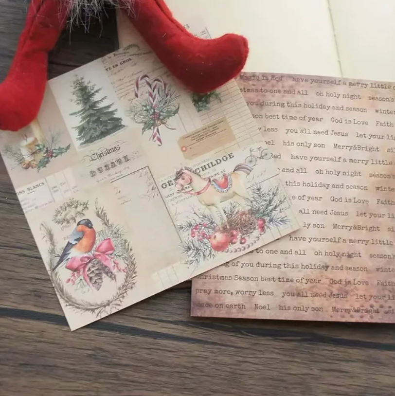12 Papeles Cartulina Navidad Vintage