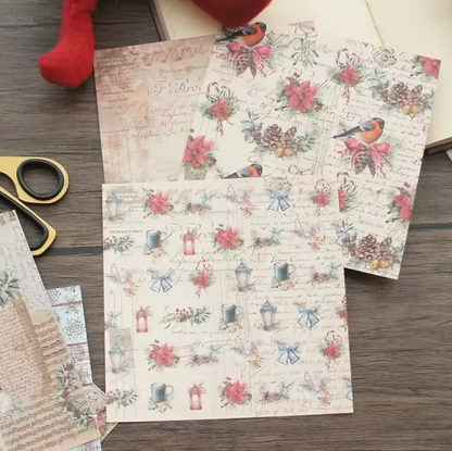 12 Papeles Cartulina Navidad Vintage