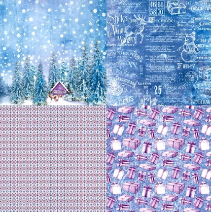 12 Papeles Cartulina Navidad Violeta