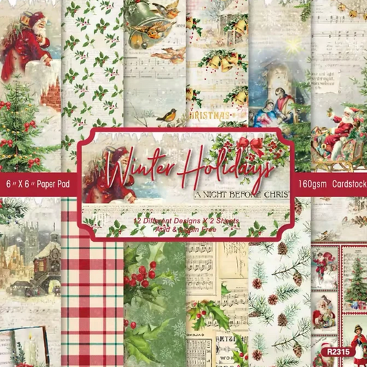 12 Papeles Navideños Cartulina Vintage