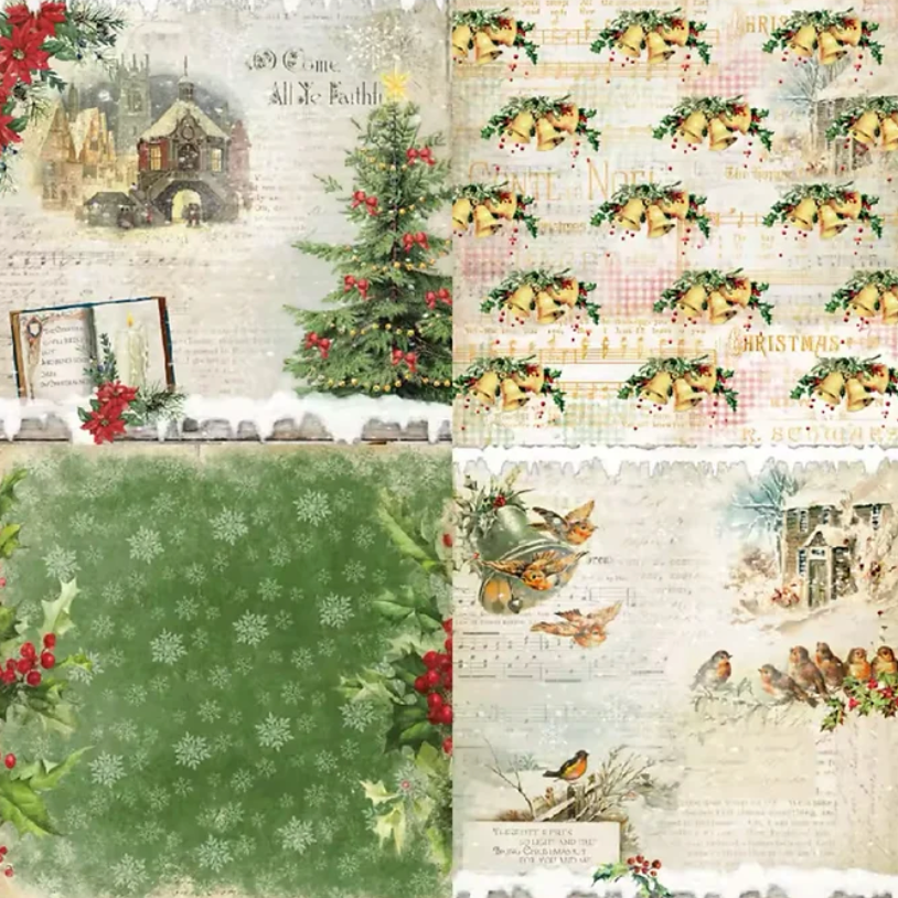 12 Papeles Navideños Cartulina Vintage