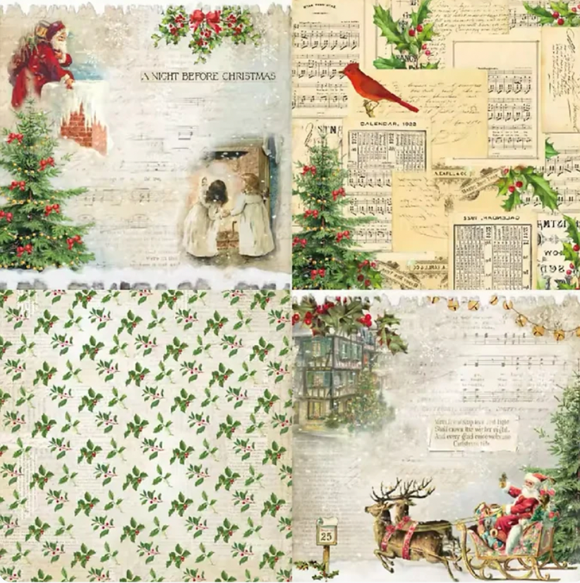 12 Papeles Navideños Cartulina Vintage