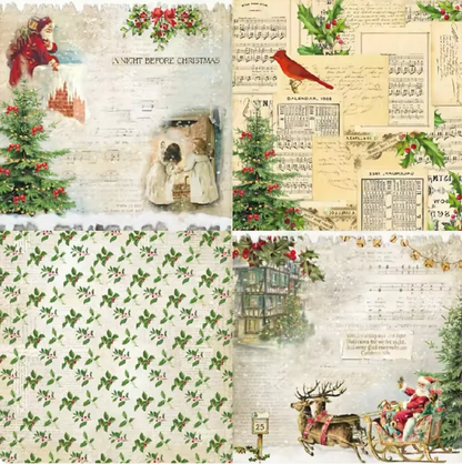 12 Papeles Navideños Cartulina Vintage