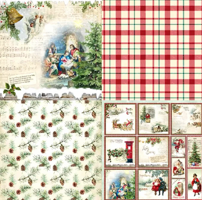 12 Papeles Navideños Cartulina Vintage