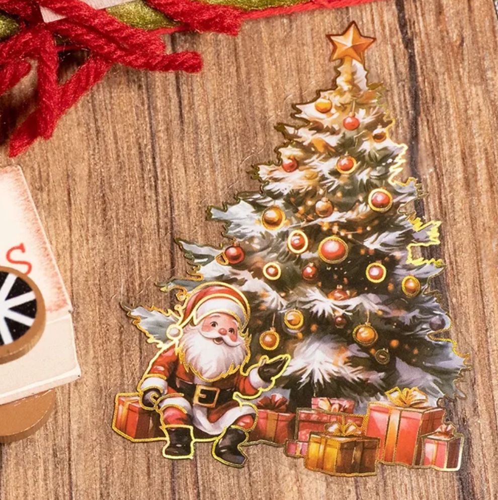 15 Stickers Navideños grandes con detalles dorados