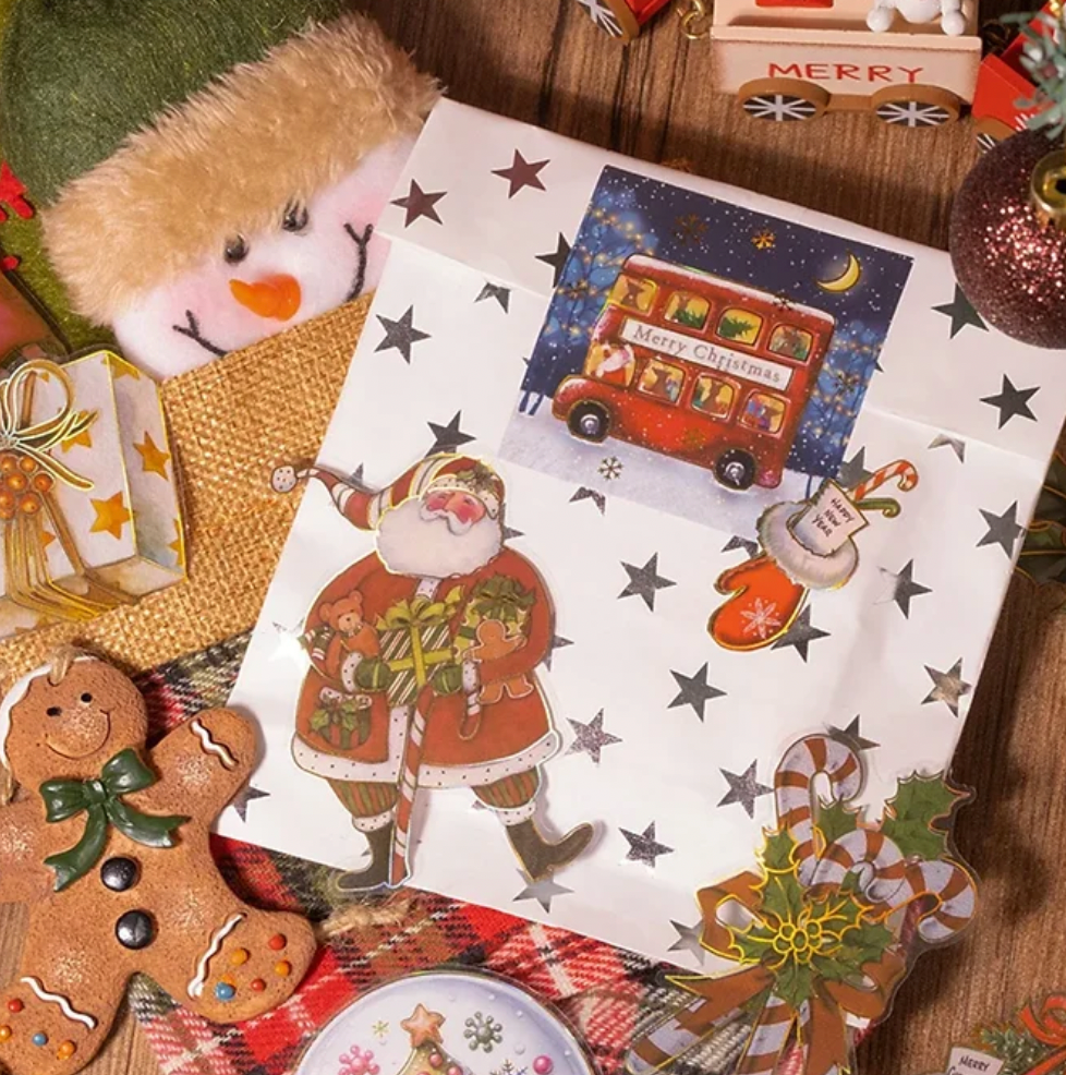 15 Stickers Navideños grandes con detalles dorados