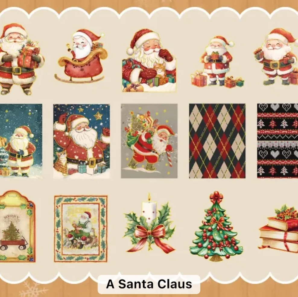 15 Stickers Navideños grandes con detalles dorados