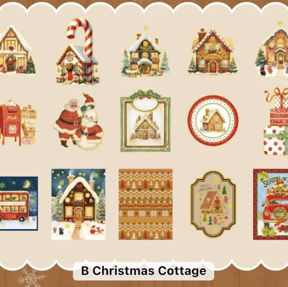 15 Stickers Navideños grandes con detalles dorados