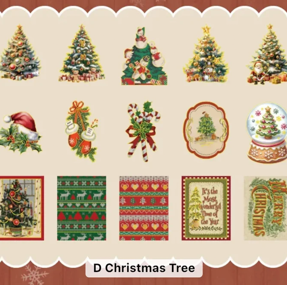 15 Stickers Navideños grandes con detalles dorados