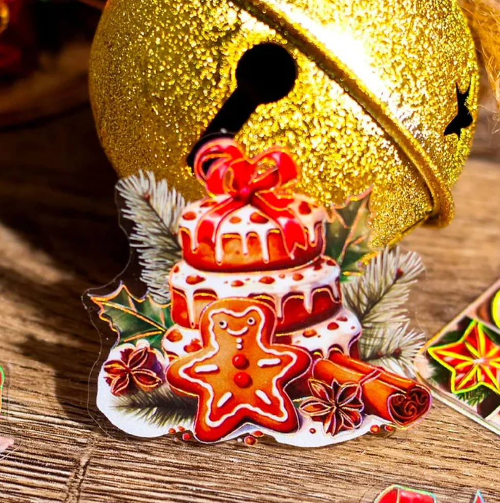 30 Stickers Navideños con detalles dorados y/o holograficos