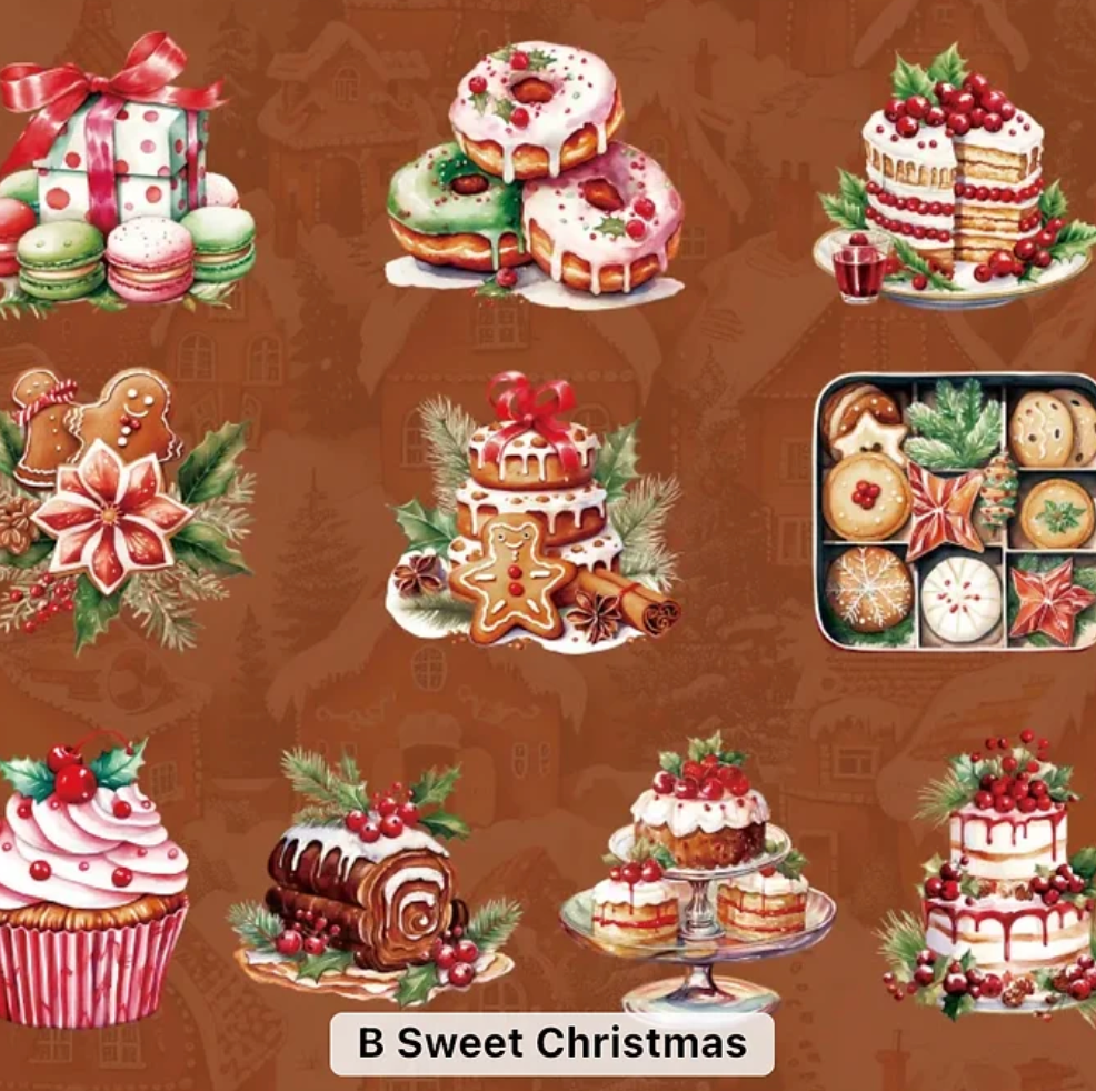 30 Stickers Navideños con detalles dorados y/o holograficos