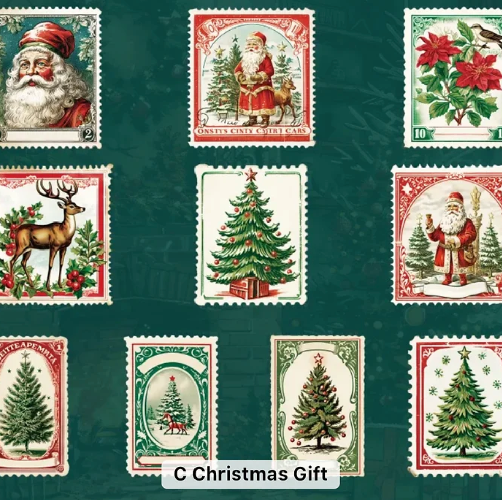 30 Stickers Navideños con detalles dorados y/o holograficos