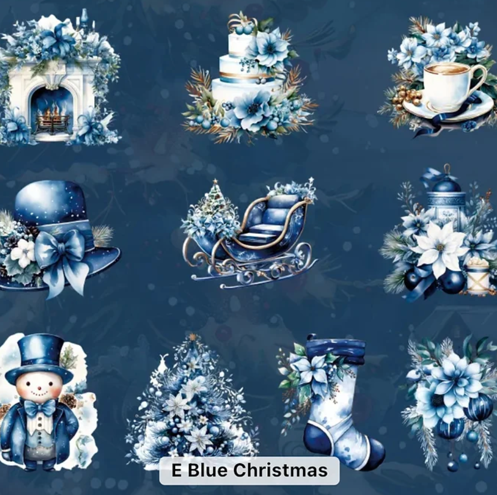 30 Stickers Navideños con detalles dorados y/o holograficos