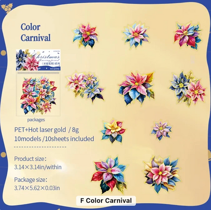 10 Stickers Noche buena grandes con detalles dorados