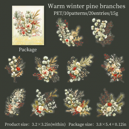 20 Stickers Ramas navideñas