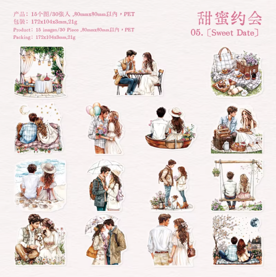 30 Stickers Grandes Parejas Lovers