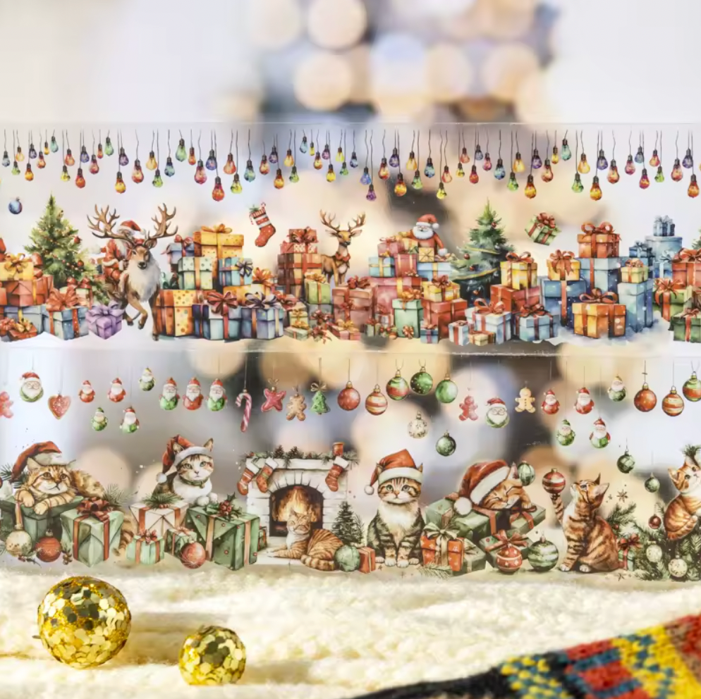 Washi Tape Ancho Transparente Navideño