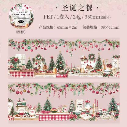 Washi Tape Ancho Transparente Navideño