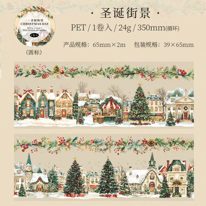 Washi Tape Ancho Transparente Navideño