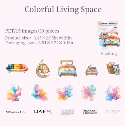 30 Stickers Colorful Corner