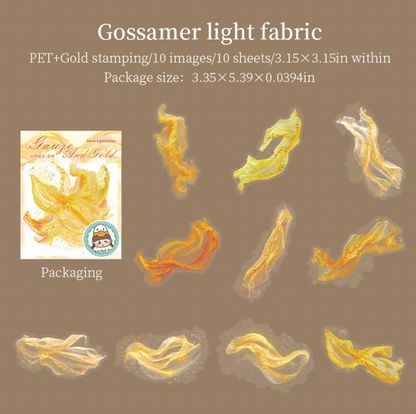 10 Stickers manchas de acuarela con detalles dorados