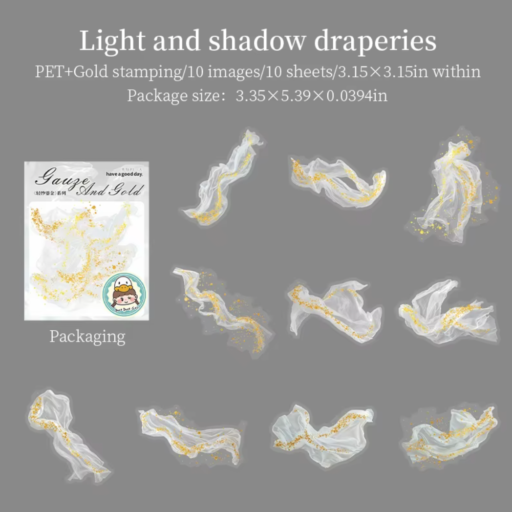 10 Stickers manchas de acuarela con detalles dorados