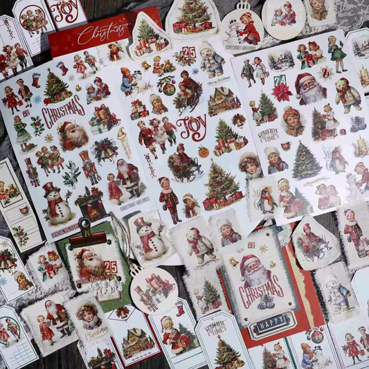 3 Hojas Grandes de Stickers / Papel transfer Navidad