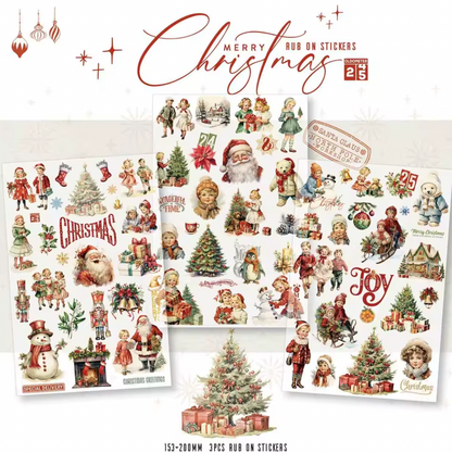 3 Hojas Grandes de Stickers / Papel transfer Navidad
