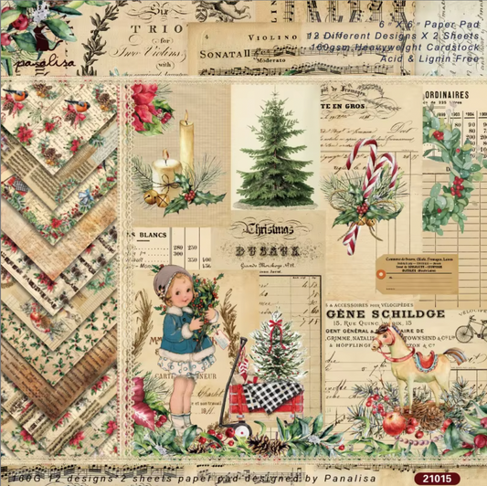 12 Hojas de cartulina Navidad Vintage
