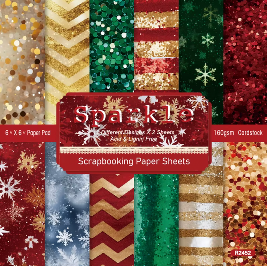 12 Hojas de cartulina Navidad Brillante