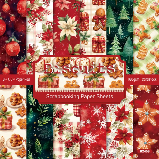 12 Hojas de cartulina Navidad Galletas