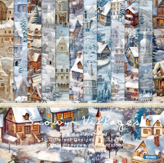 12 Hojas de cartulina Navidad Pueblo magico